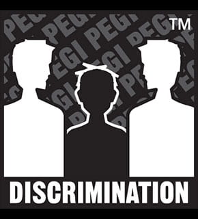 PEGI icon indicating discrimination warning