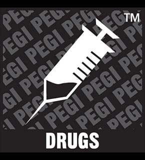 PEGI icon indicating drug warning